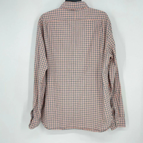 J.Crew Shirt Mens Sz XL Peach Black Plaid Slim Fit 2 Ply Button Down Long Sleeve - Picture 2 of 9